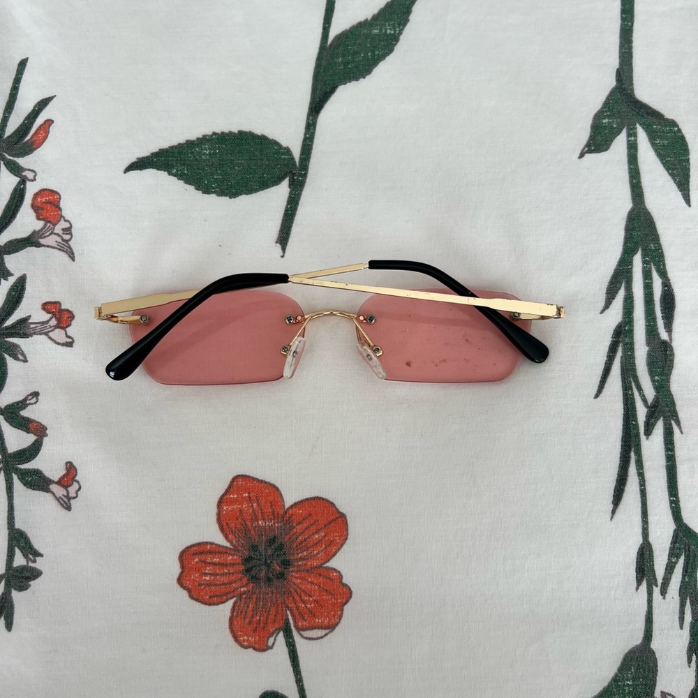 Pink Rimless Sunglasses - Picture 2 of 2